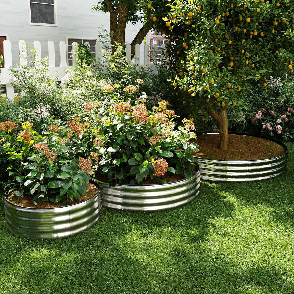 ZFHgarden Fire Ring Pit Round Galvanized Fire Ring for Outside Fire Pit Garden Bed Kit,Height 12 Inch, 2x2x1ft Round Galvanized Steel Fire Pit