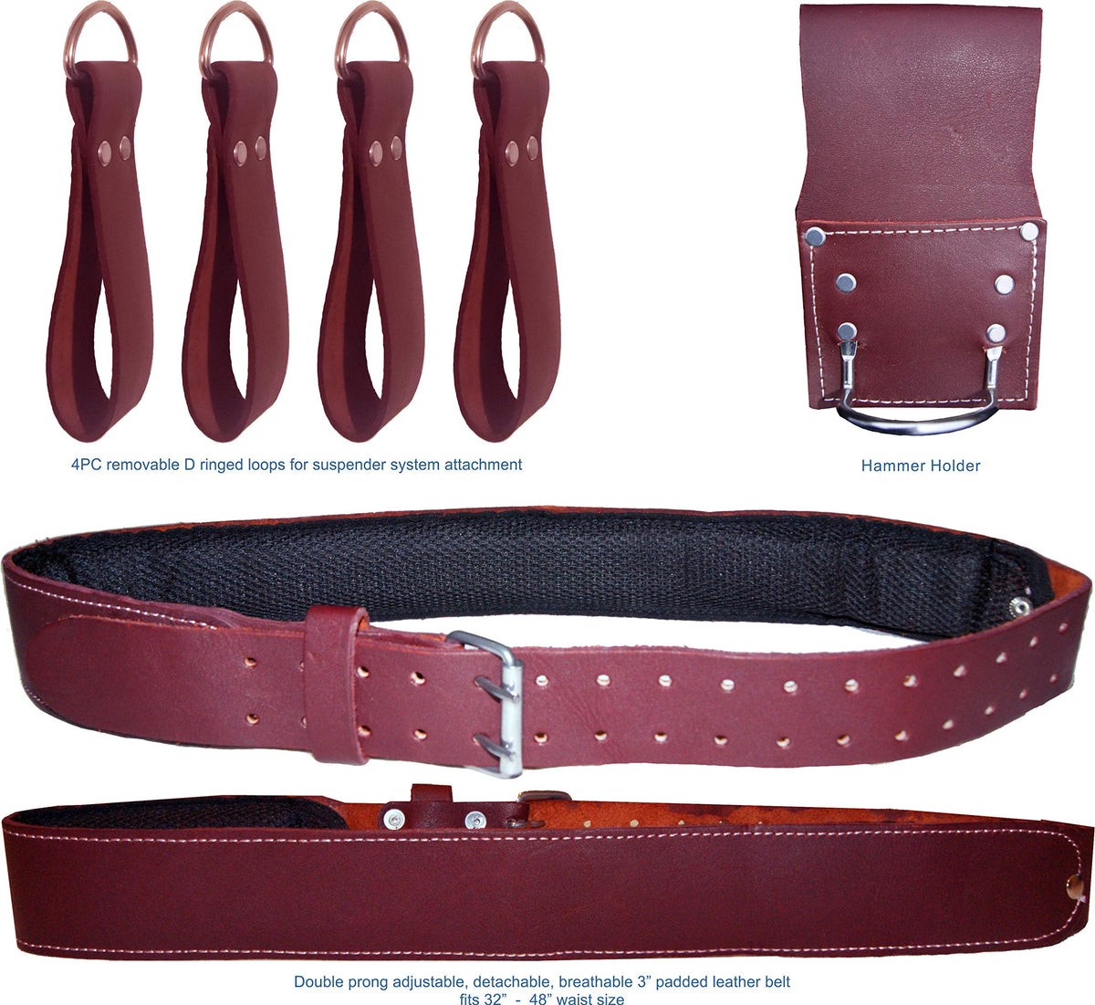 Zakco PRO-21 Genuine Full Grain Leather Heavy Duty Multi Pockets Construction Rig, Carpenters Tool Belt, 2 Leather Pouches Belt Framer’s, Handyman, Roofer’s,Tool Belt & Tool Organizer, Best Tool Apron