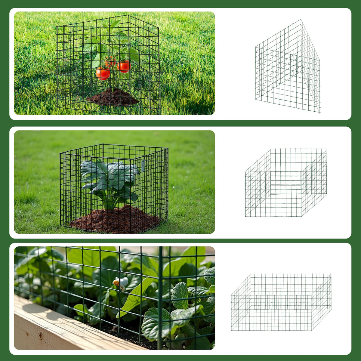 6 Sets of DIY Metal Plant Protectors from Deer, Garden Fencing Animal Barrier Size 11.8 * 12.9 inches, Mesh Plant Cage Chicken Wire Cloche for Plants with Stakes and Nylon Cables