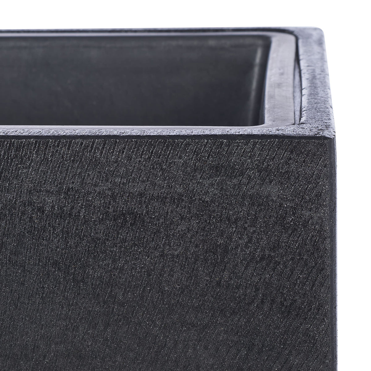 SAFAVIEH Outdoor - Larlen Black Concrete Ficonstone Planter Pot, Frost Resistant Modern Cube Planter for Patio, Deck, Garden, No Drainage, 12.9" W x 12.9" D x 12.9" H (PAT1520A)