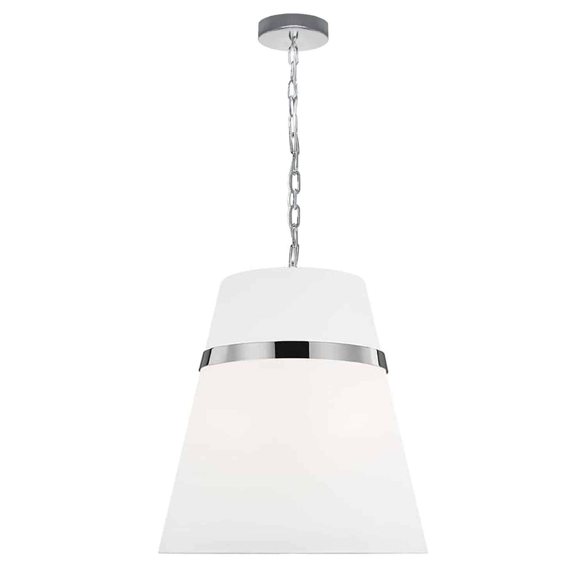 Dainolite SYM-183P-PC-WH White Fabric Pendant Light, Matte White Finish, Modern Design