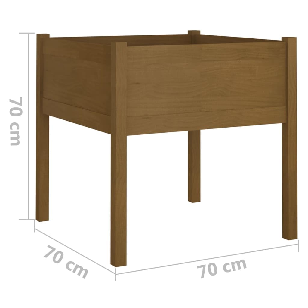 Coespram Rustic Square Garden Planter 27.6 in Honey Brown Solid Pine Wood Large Outdoor Planter Box for Patio Porch Backyard Flower Vegetables