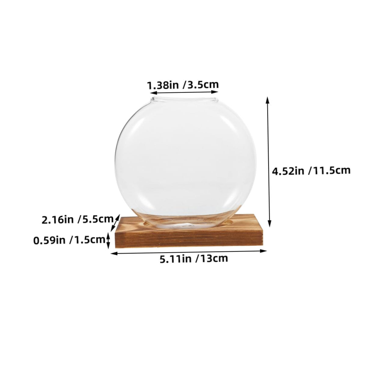 DOITOOL 2pcs Hydroponic Plant Glass Vases with Wooden Base, Small Propagation Jars for Indoor Greenery, Retro Style Desk Flower Pots for Home Office Décor