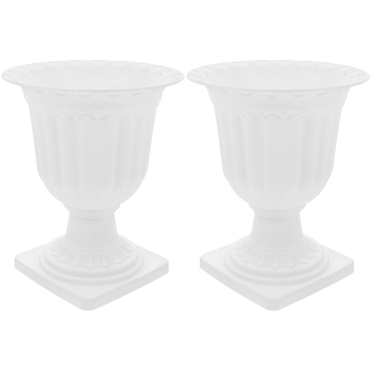 Abaodam 2pcs Urn Planter Flowerpot Flower Stand for Wedding Flower Pots Indoor Front Door Decorations Pots for Plants Tall Planter Outdoor Vase White, 6.7X5.5X5.5in