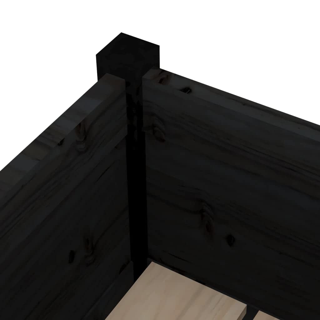 MBDRKVGF Large Garden Planter Box, 27.6-inch Square Wooden Flower Pot for Outdoor Patio, Balcony and Backyard, Matte Black Solid Pinewood Decorative Raised Bed