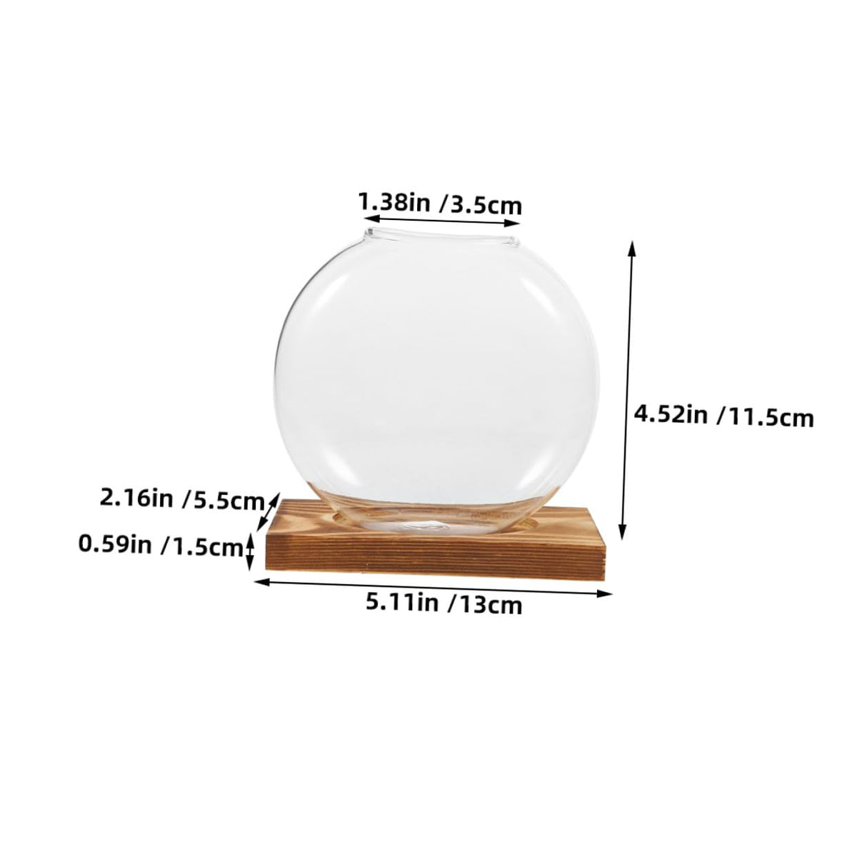 HOODANCOS 2Pcs Hydroponic Glass Vases with Wooden Base for Plant Propagation and Root Observation, Plant Terrarium Containers for Home Office Balcony Décor