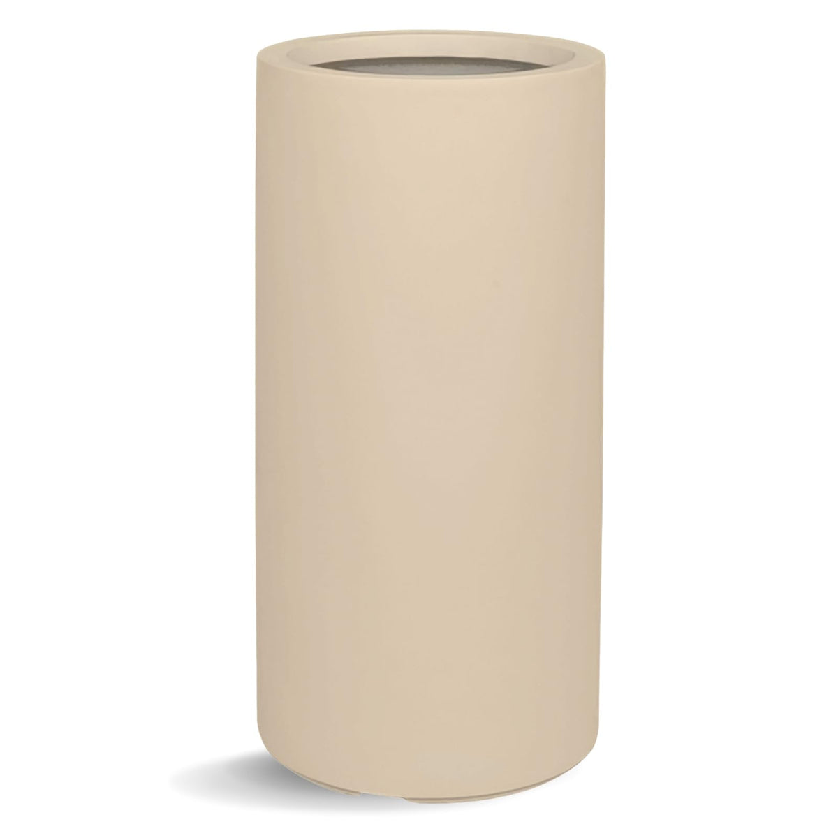 KUTE NEST 19.5" H x 9.8" D Premium Tubo Fiberstone Cylinder Tall Planter with Drainage Hole, Smooth Finishes, Weather Resistant, Included 2 Extra Coco Mats (Kilim Beige, 8.2" Pot Opening)
