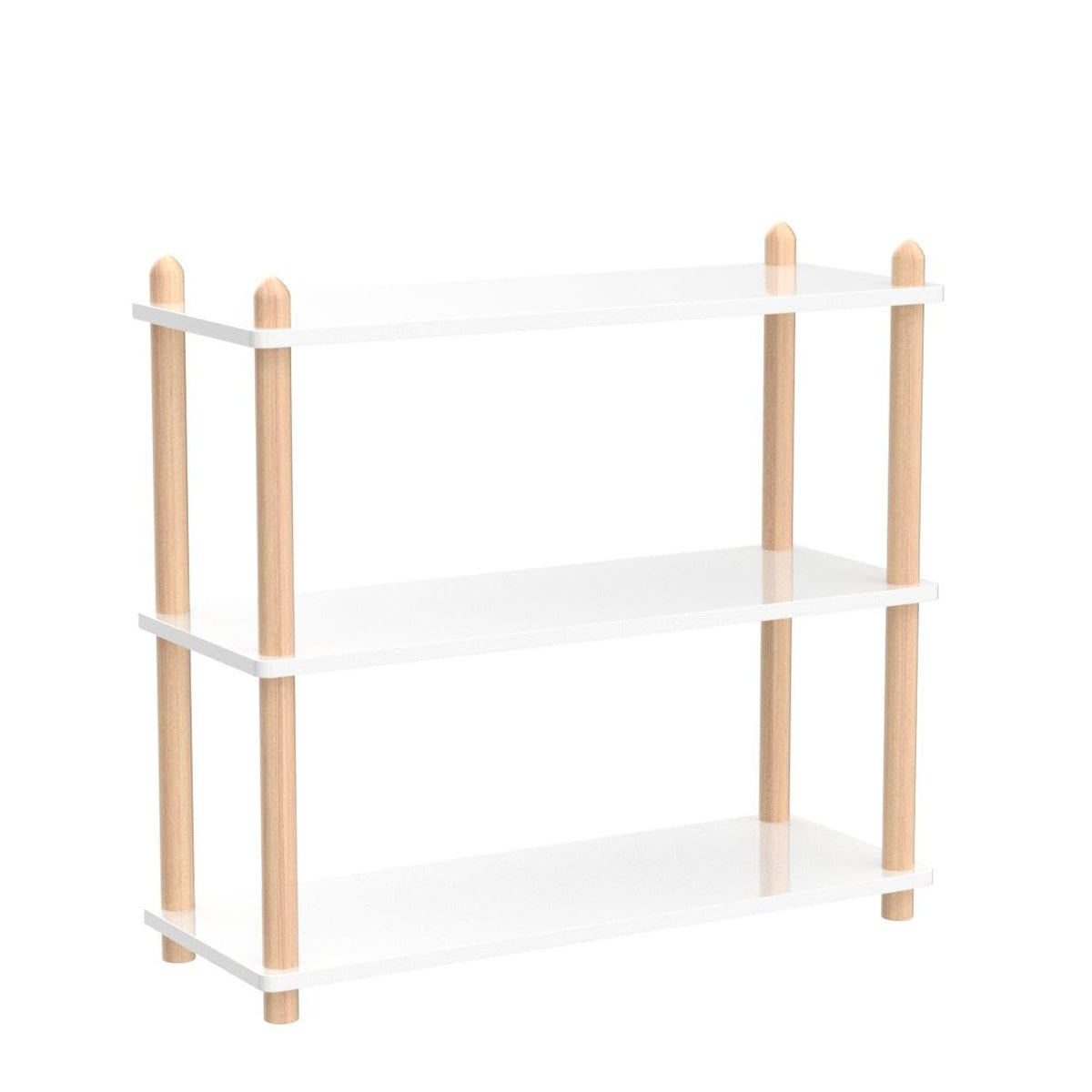 IOTXY 3-Tier Wooden Shelf Bookcase - Modern Open Bookshelf, Free Standing Storage Rack, Multifunctional Display Stand for Home and Office, White, Rectangle
