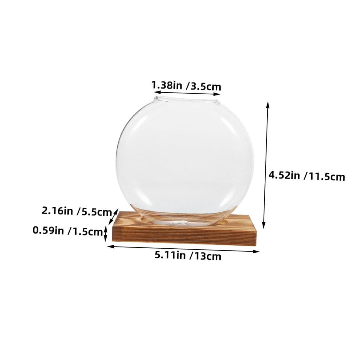 DEARMAMY 2pcs Glass Propagation Vase with Wooden Base, Indoor Hydroponic Plant Planter, Desktop Terrarium for Greenery, Home Office Shelf Decoration