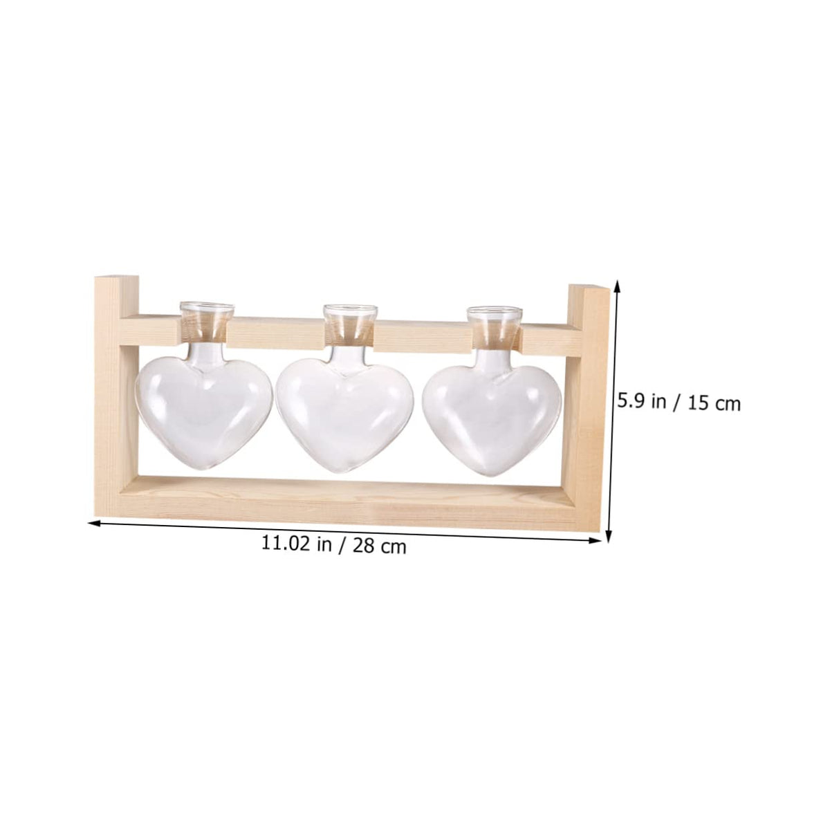 ORFOFE Heart Shaped Glass Vase with Wooden Stand Hydroponic Planter Accessory