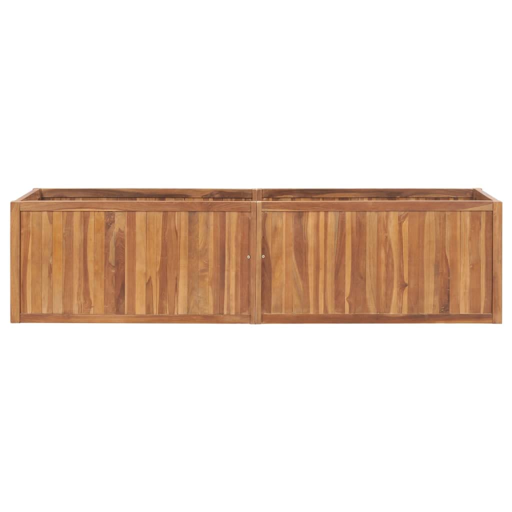 Teravane Large Outdoor Raised Bed Planter with Natural Teak Finish, Solid Wood Garden Flower Pots, Weatherproof Design for Vegetables and Succulents