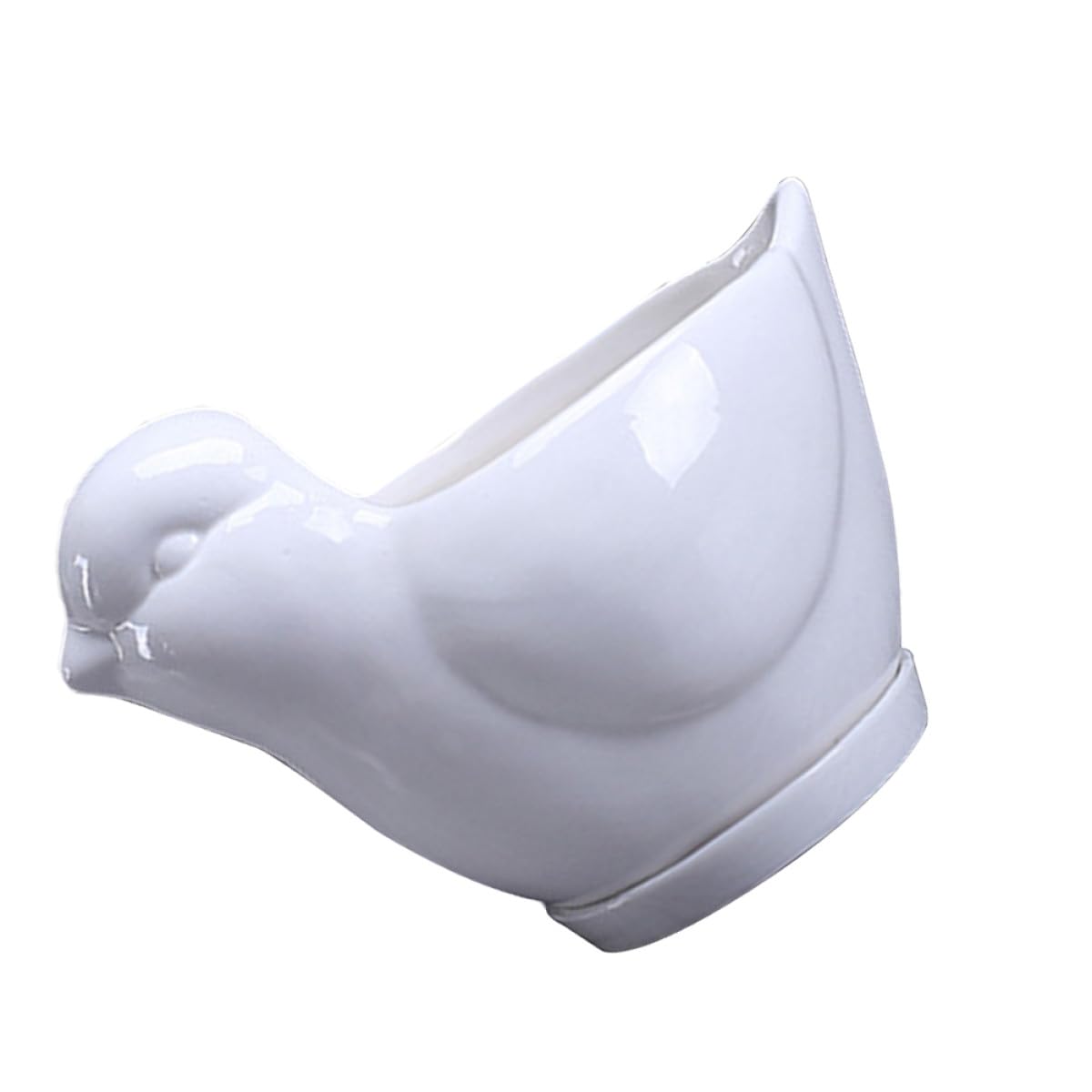 Kisangel Ceramic Bird-Shaped Flower Pot with Saucer for Succulent Plants, Small White Indoor Plant Container, Decorative Desktop Planter for Home Gardening