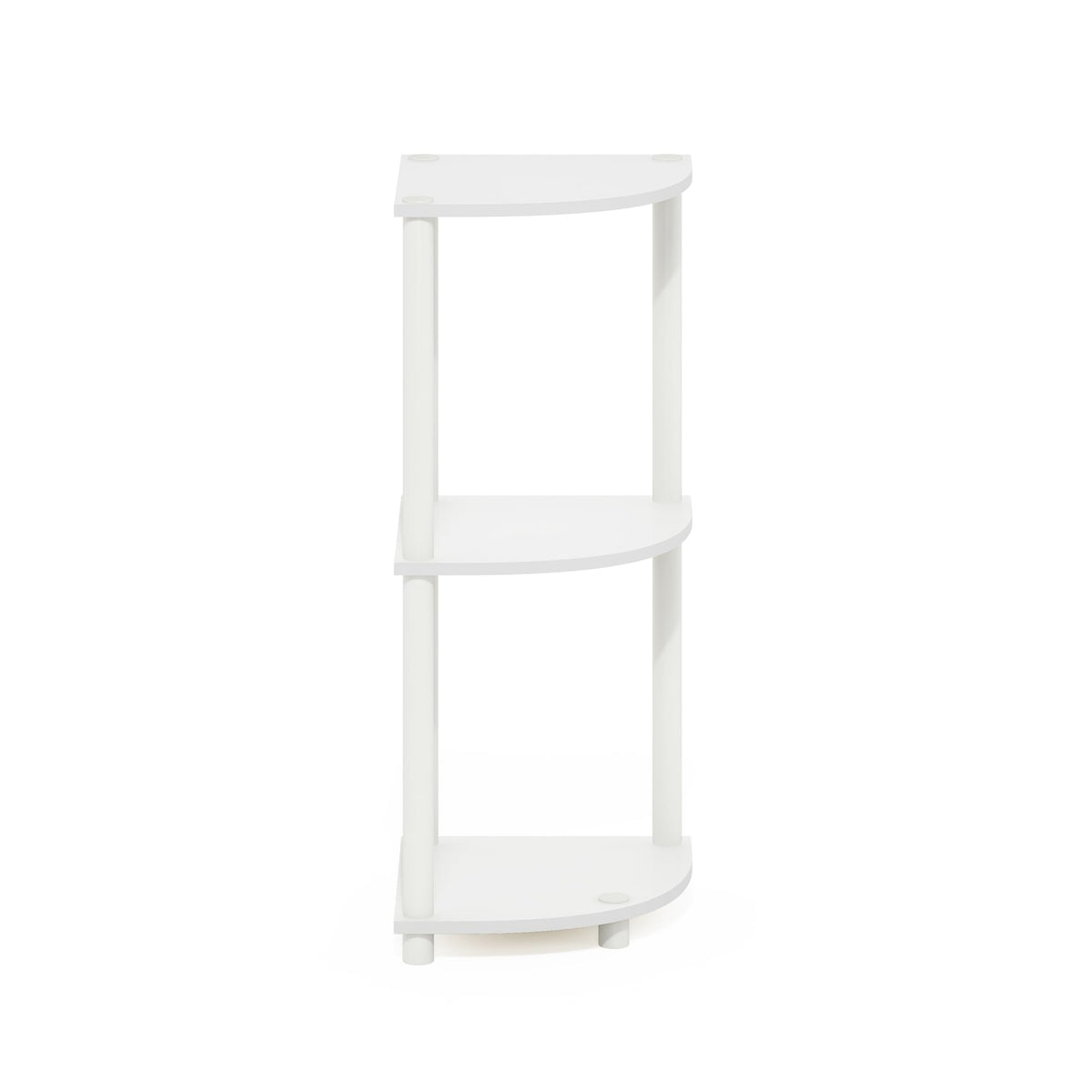 Furinno Turn-N-Tube Corner Shelf, 3-Tier Corner Bookshelf, Display Storage Shelves with Open Shelves, for Organization and Storage, Living Room, Home Office, Garage, White