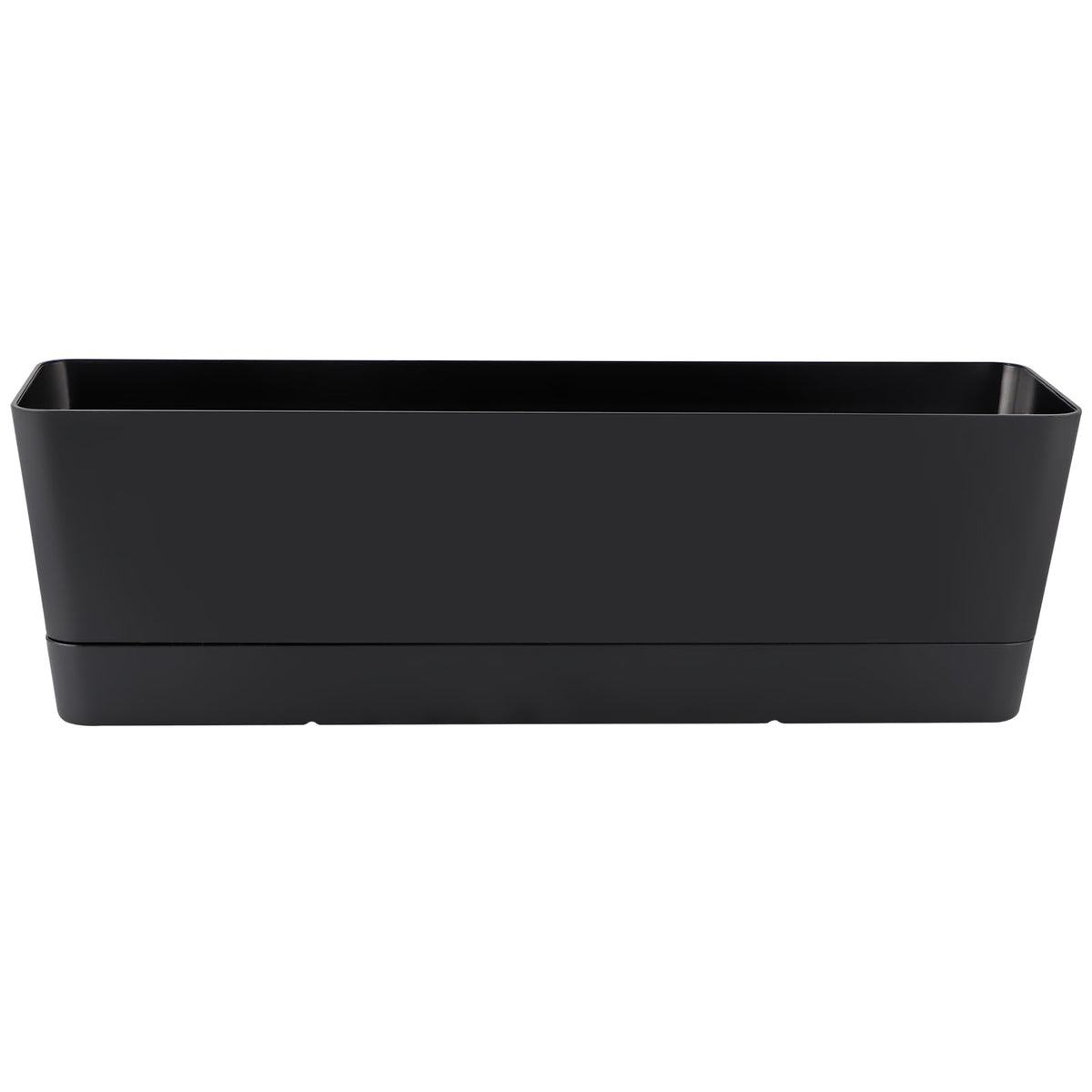 Skelang 3 Pcs Rectangular Plant Pot, 16.7" Flower Planter Box with Drainage Hole, Windowsill Container with Tray for Succulents, Cacti, Herbs, Black