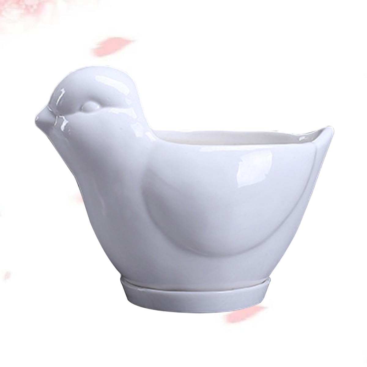 Veemoon Ceramic Succulent Plant Pot White Small Bird Shape Planter for Indoor Desktop Decor Saucer Pottery Flower Container for Home Garden
