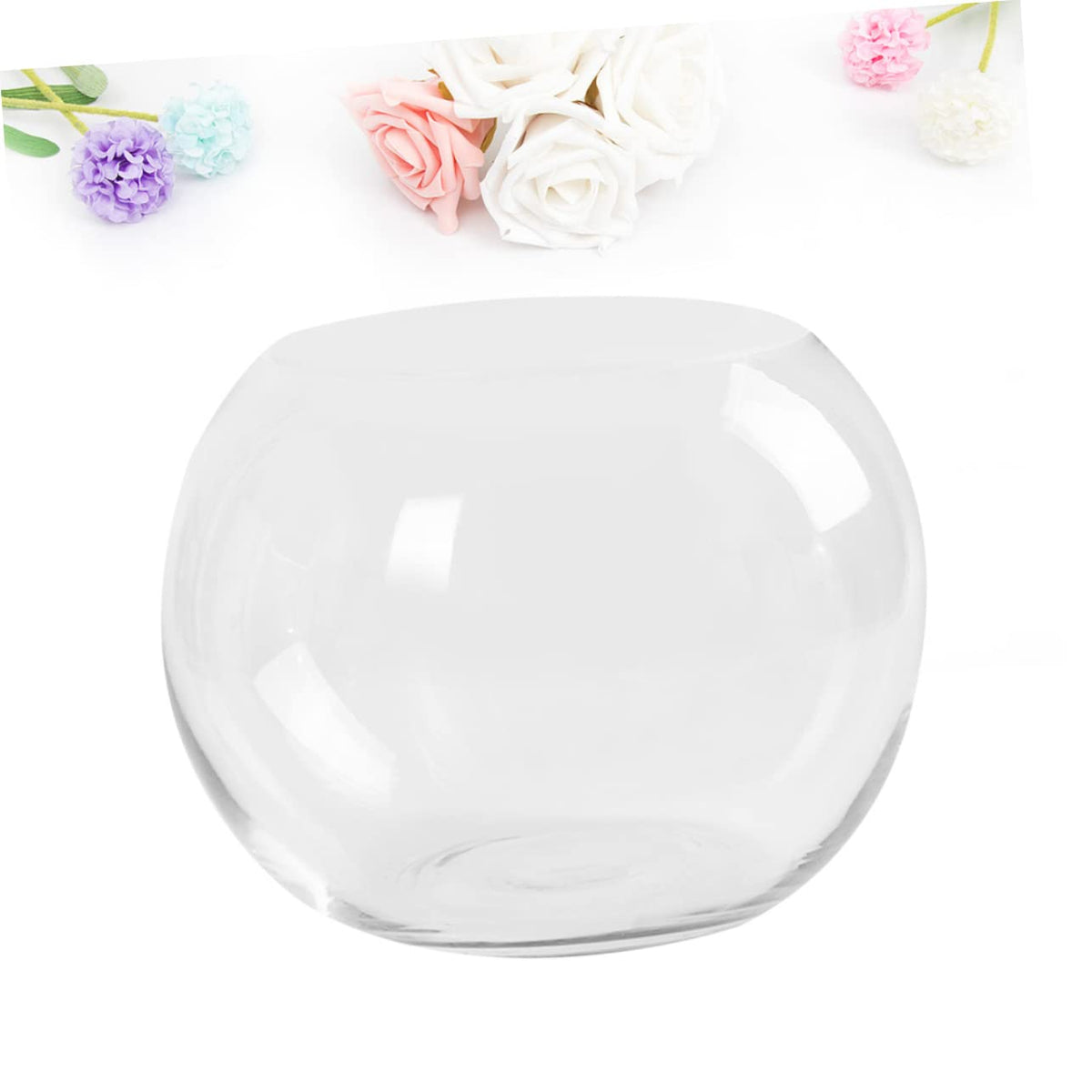 Ipetboom Transparent Hydroponic Glass Vase Rounded Desktop Plant Holder for Home Office Hotel Decor Smooth Rust Resistant Surface Fish Tank Terrarium Centerpiece