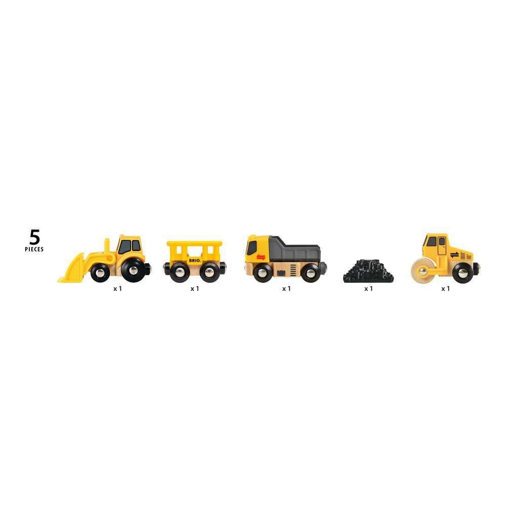BRIO Construction Vehicles - Premium Wooden Toy Train Set | Fun and Educational | Easy Magnetic Couplings | FSC Certified Wood | Ideal Christmas or Birthday Gift