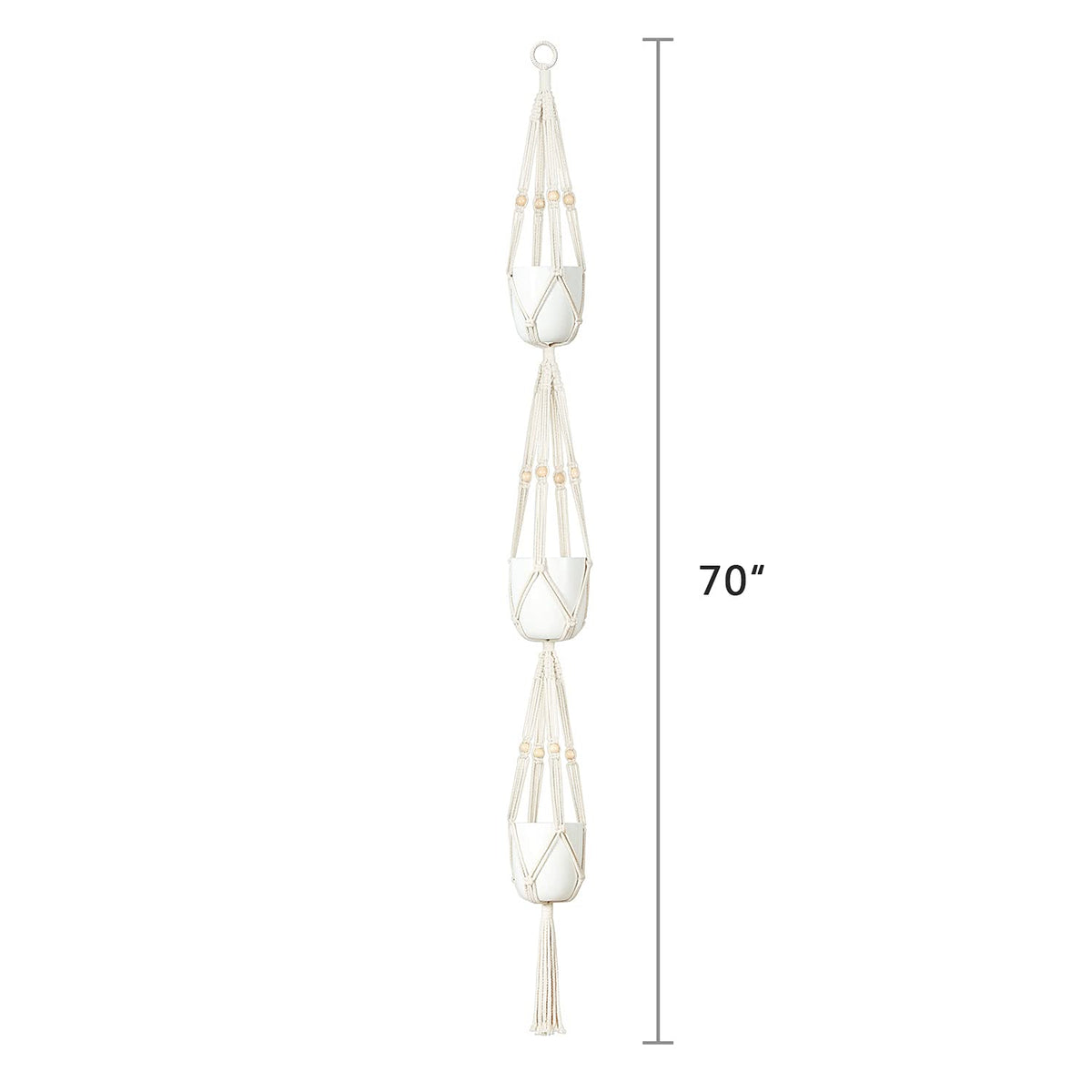 Mkono Set of 2 Macrame Plant Hangers Indoor 2 Different Size Hanging Planter Basket Flower Pot Holder 70"/49"
