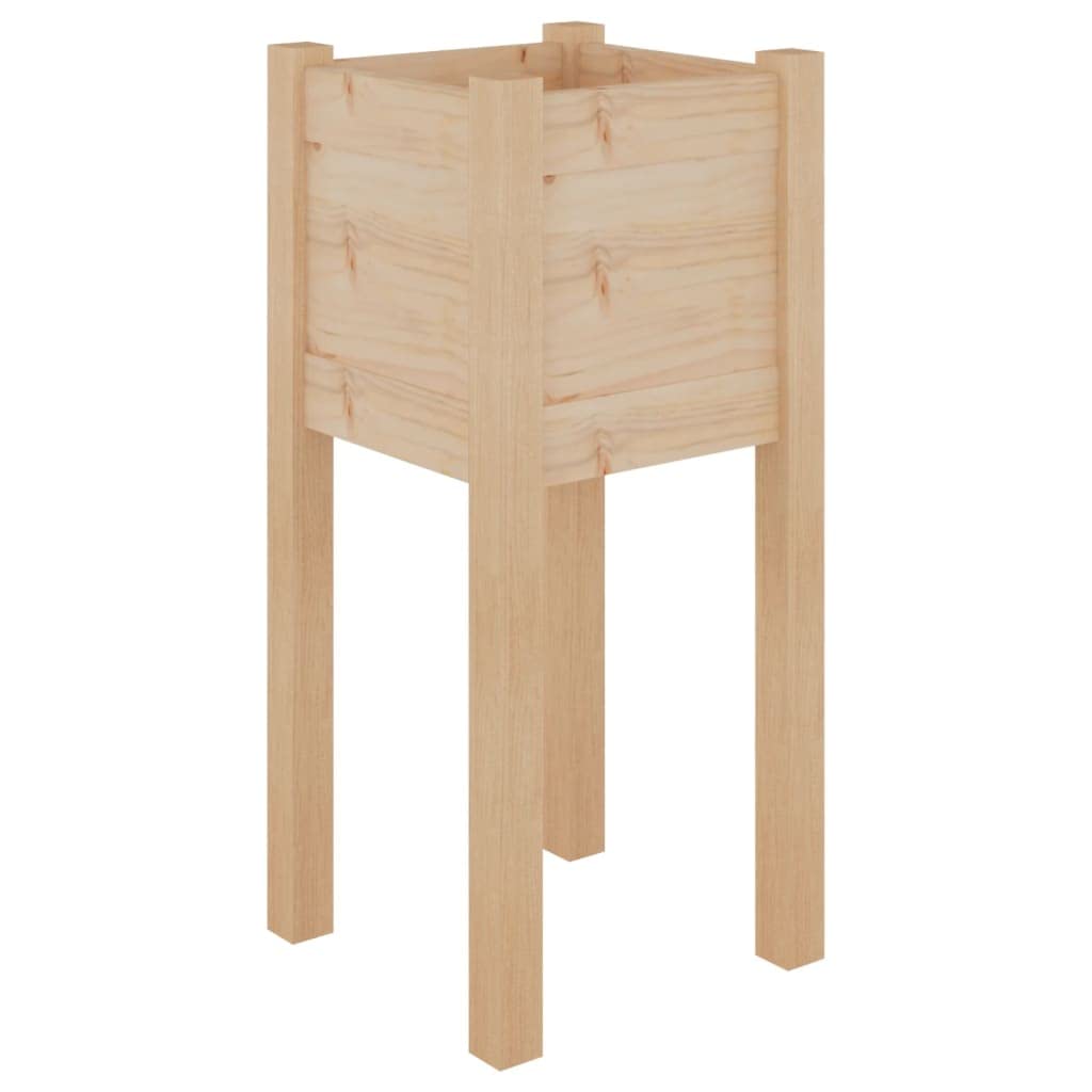 mtlskopl Rustic Pine Wood Planter Box 12.2"x12.2"x27.6" Solid Brown Square Flower Pot for Outdoor Garden Balcony Patio Growing Herbs Succulents