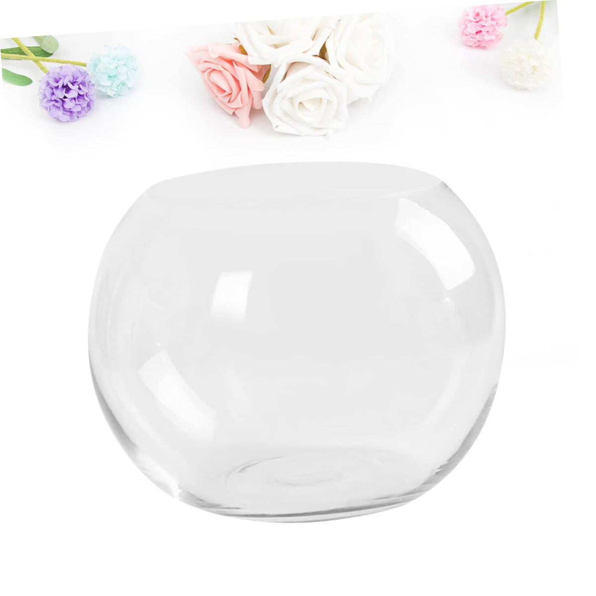 Sosoport Hydroponics Glass Vase Transparent Desktop Flower Pot Smooth Surface Decorative Plant Holder for Home Office Hotel Terrarium Succulent Display