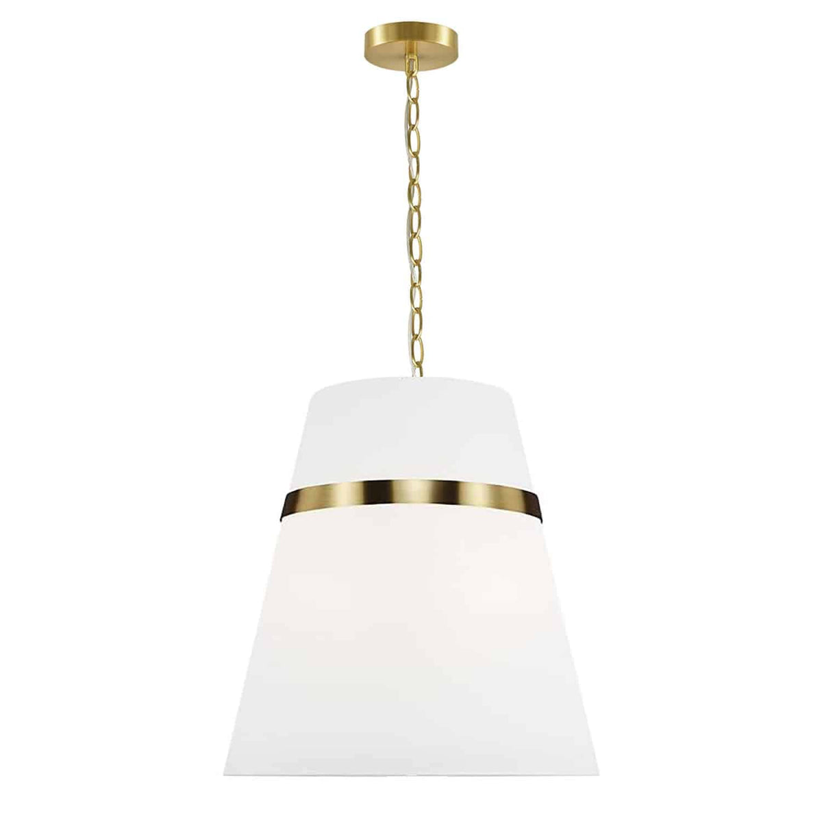 Dainolite SYM-183P-AGB-WH White Pendant Light, Brass Material, Fabric Shade