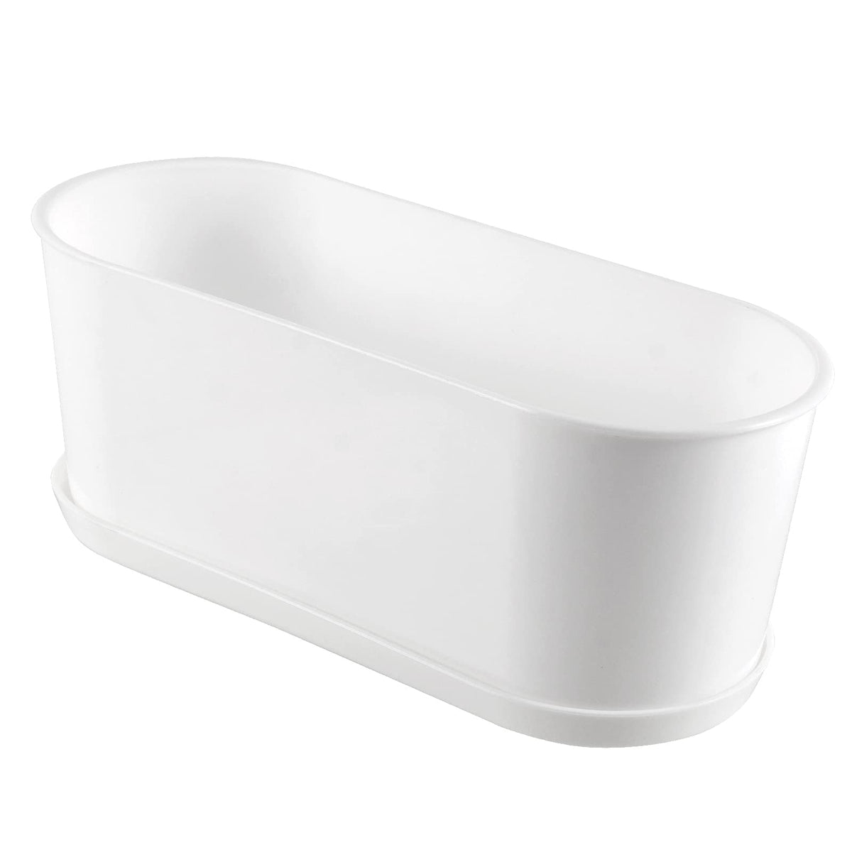 NINGWAAN 10 Pack 9 x 3.5 x 3.3 Inch Rectangle Window Planter Boxs, White Plastic Plant Pot with Saucers and Drainage Hole, Plastic Plant Pot for Windowsill Balcony Garden Home Office
