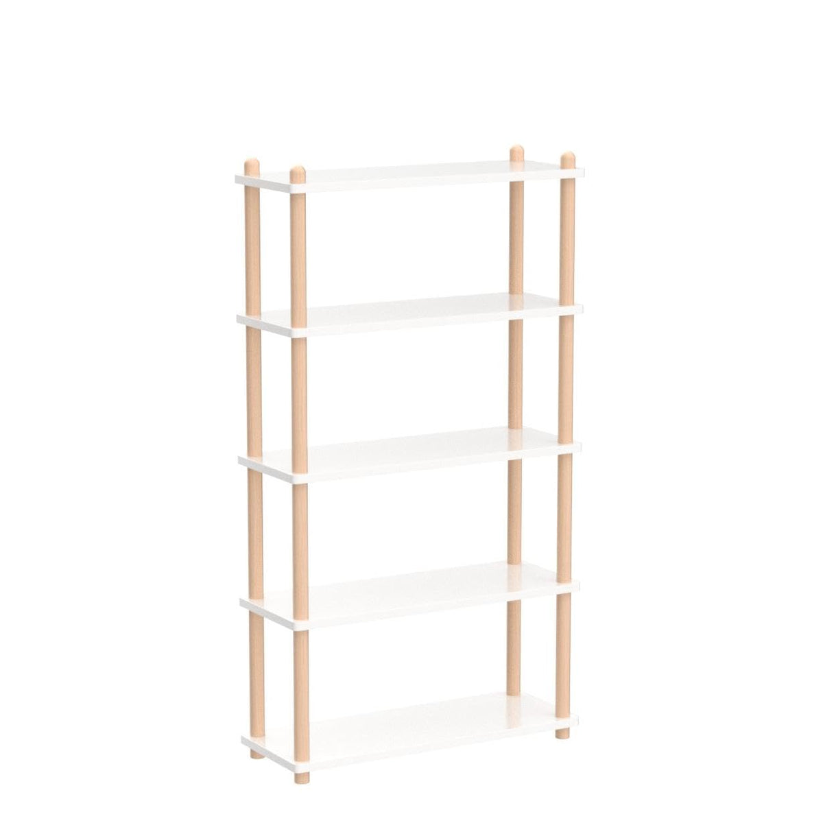 IOTXY 5-Tier Wooden Shelf Bookcase - Modern Open Bookshelf, Free Standing Storage Rack, Multifunctional Display Stand for Home and Office, White, Rectangle