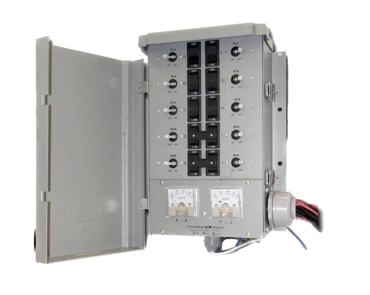 Connecticut Electric EmerGen Backup Power Manual Transfer Switch - 50 Amp, 10-Circuit, 12500 Watts, for Generator (Transfer Switch Only)