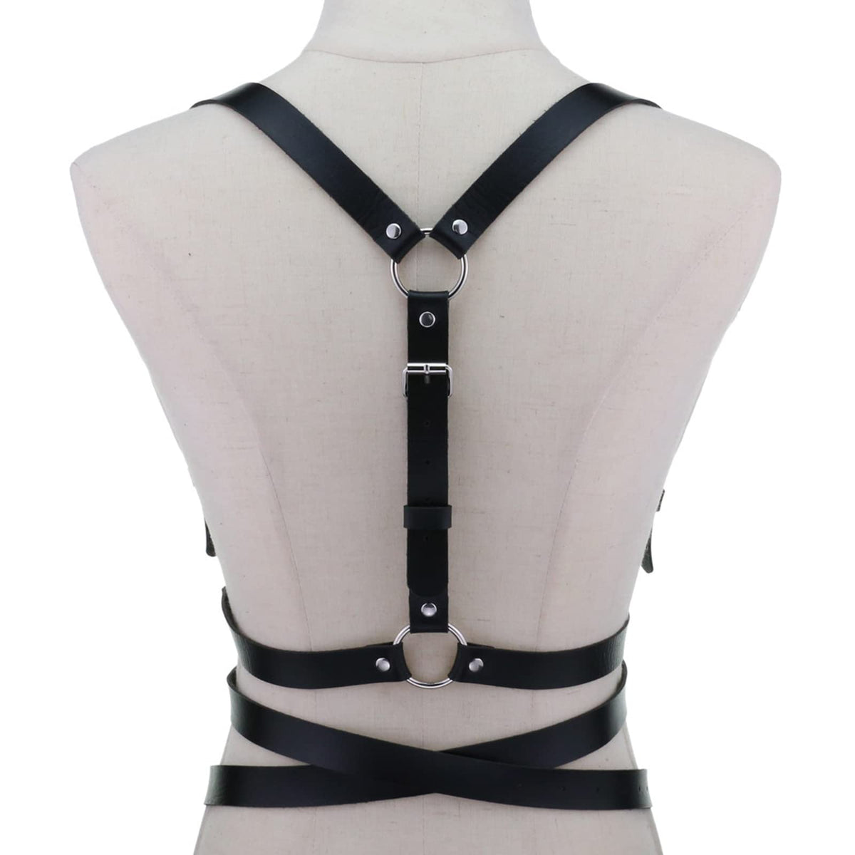 eYLun Women Leather Harness Punk Body Waist Belt - Adjustable Red