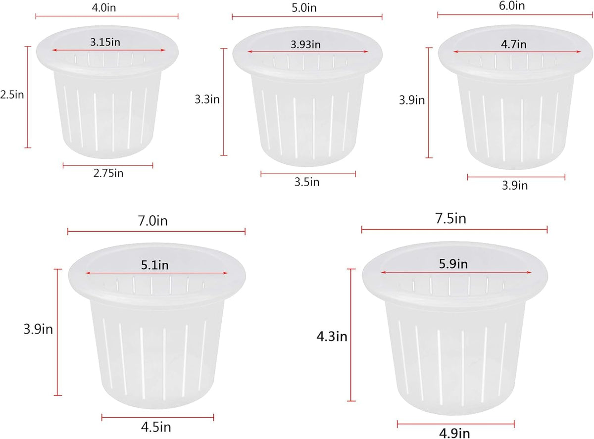 Adopirit Transparent Plastic Planter Garden Pots Orchid Breathable Slotted Clear Plastic Pot - Growers Assortment (10 pots - Two of Them are 4",5",6",7",7.5")