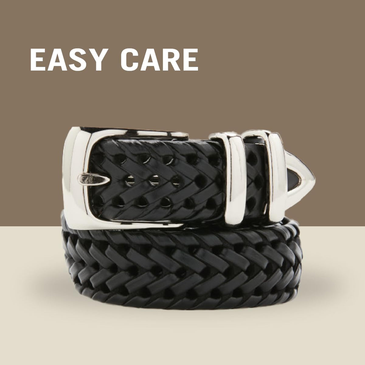 Perry Ellis Men's Portfolio Braided Leather Belt, Black, 40