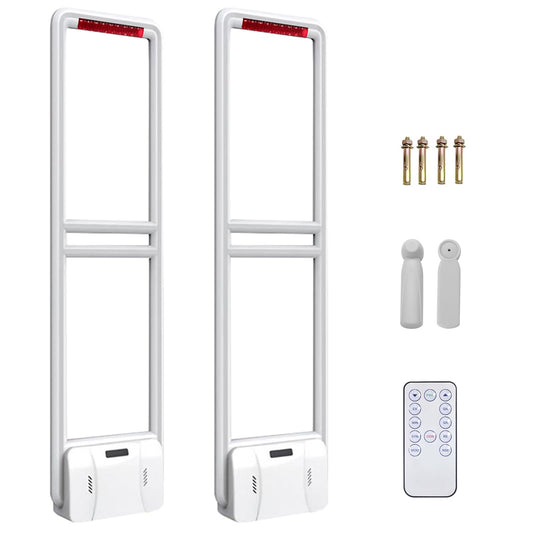 Aoeeki Clothing Retail Anti Theft Equipment, EAS AM 58 KHz System Retail Security Tags Checkpoint, Sound Light Alarm System Tower with 100pcs Clothing Loss Prevention Tags for Supermarkets Toy Stores