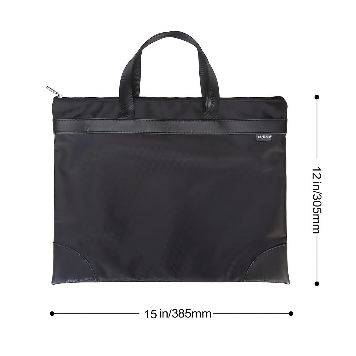 M&G 12x15 in Large Zipper Pouch with Handle, A4 Foldable Lightweight Waterproof Oxford Document Storage Bag, File Organizer for Office Travel Books Papers Filing Folder – 1 Pack (Black)