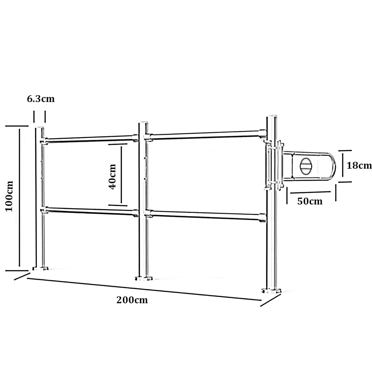 Stainless Steel Market Cashier Counter Safe Gate - ng-Loaded Automatic Swing Door for Pedestrian Access Library Use - 200x100cm Silver h