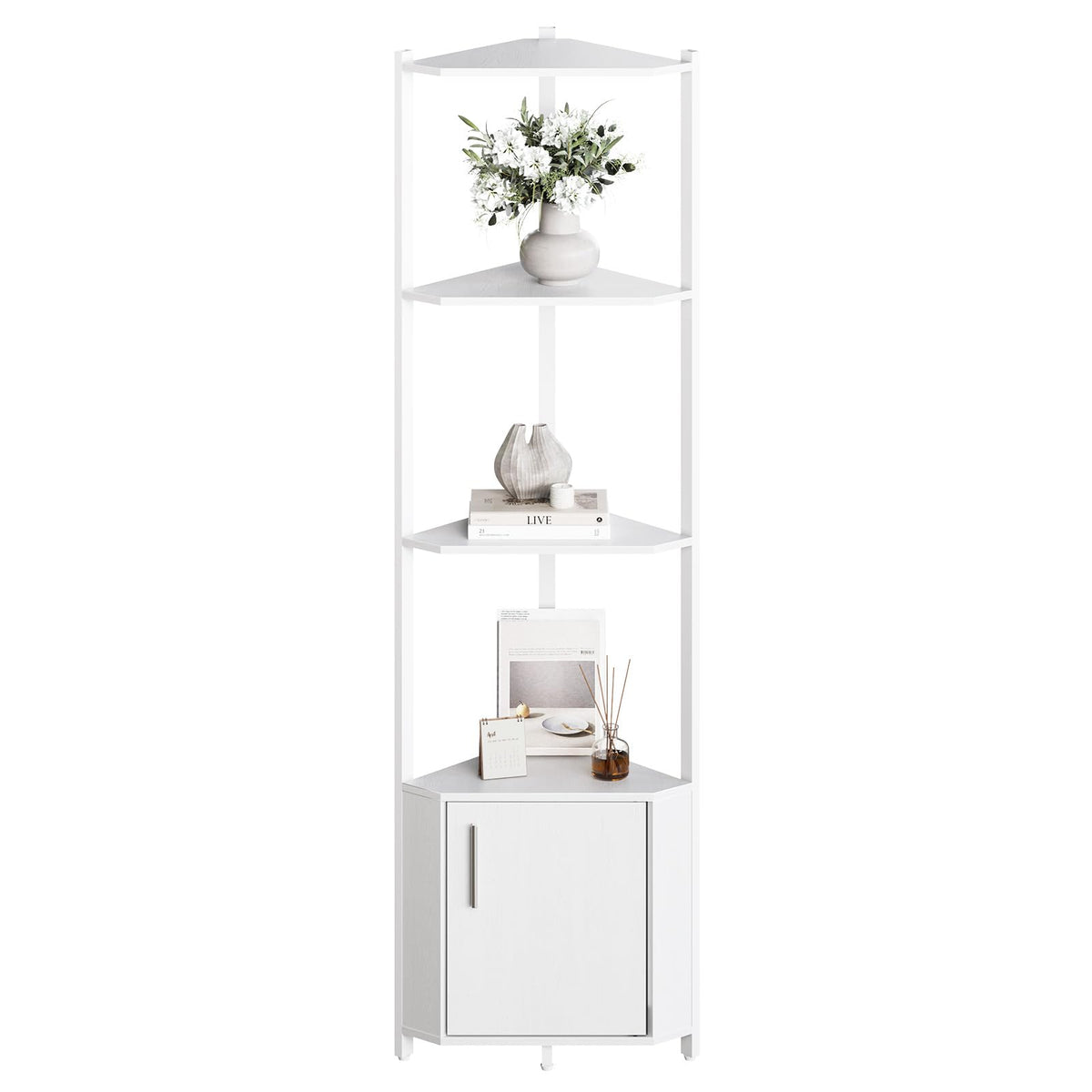 TrailBlaze 5-Tier Industrial Corner Bookshelf, Corner Storage Stand, Plant Stand Display Shelf, Easy Assembly Bookcase for Bedroom, Living Room, Home Office