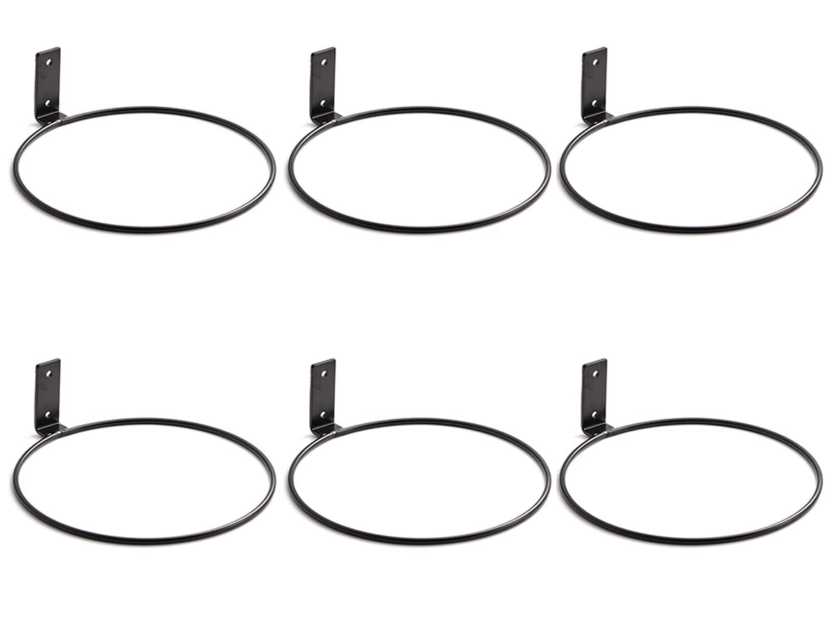 Plant Holder Ring 8 Inch Wall Mounted, 6 Pack Flower Pot Hangers Metal Plant Stand Hanging Bracket Basket Hooks