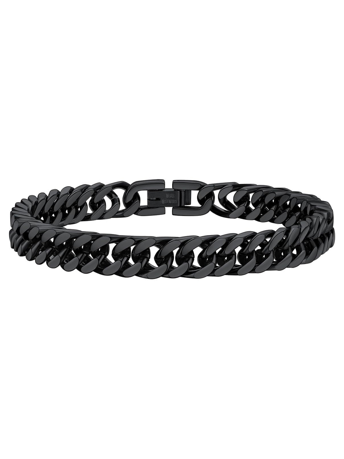 FaithHeart Cuban Link Black Bracelet for Men, 8/12/17mm Width Stainless Steel Wrist Bracelets Men's Hip Hop Jewelry 7.5/8.3/9.1 Inch Length for Valentine's Day/Father's Day/Birthday/Christmas