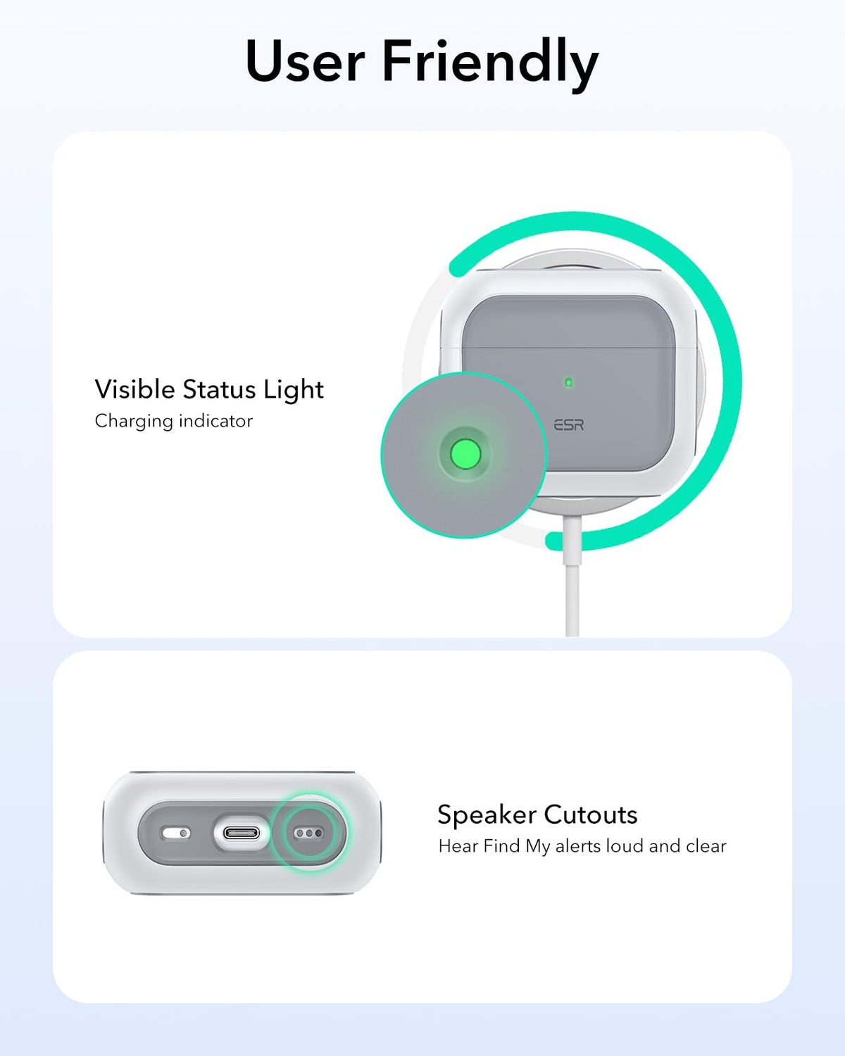 ESR for AirPods 4 Case, Compatible with AirPods 4th Generation Case (2024) (USB-C), Compatible with MagSafe, Drop Protection Cover with Lanyard, Magnetic Lid Lock, Orbit Hybrid Series, White