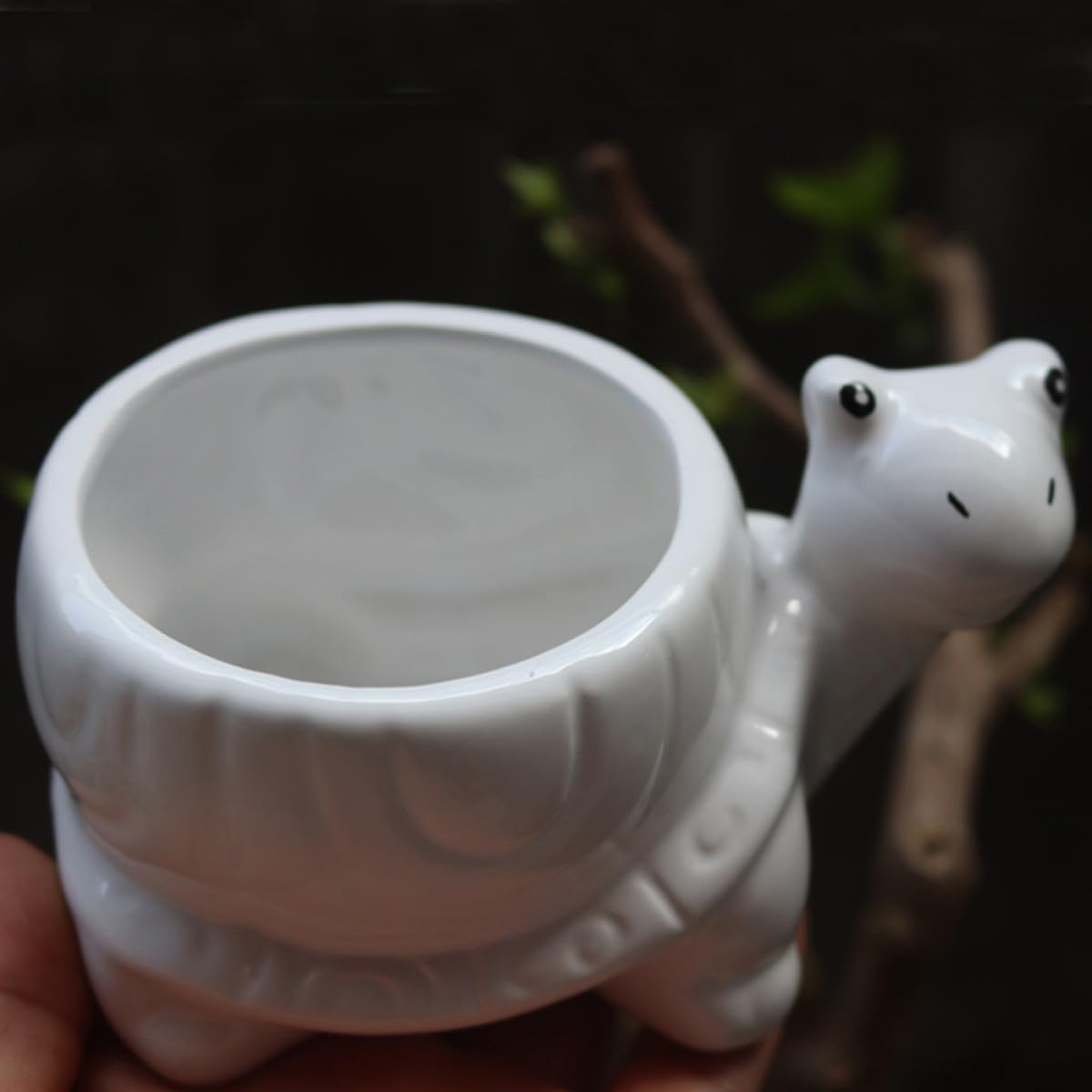 minkissy Ceramic Turtle Succulent Planter Pot for Indoor Home Office, White Cartoon Animal Flower Container, Creative Small Decorative Pot for Succulent Plants