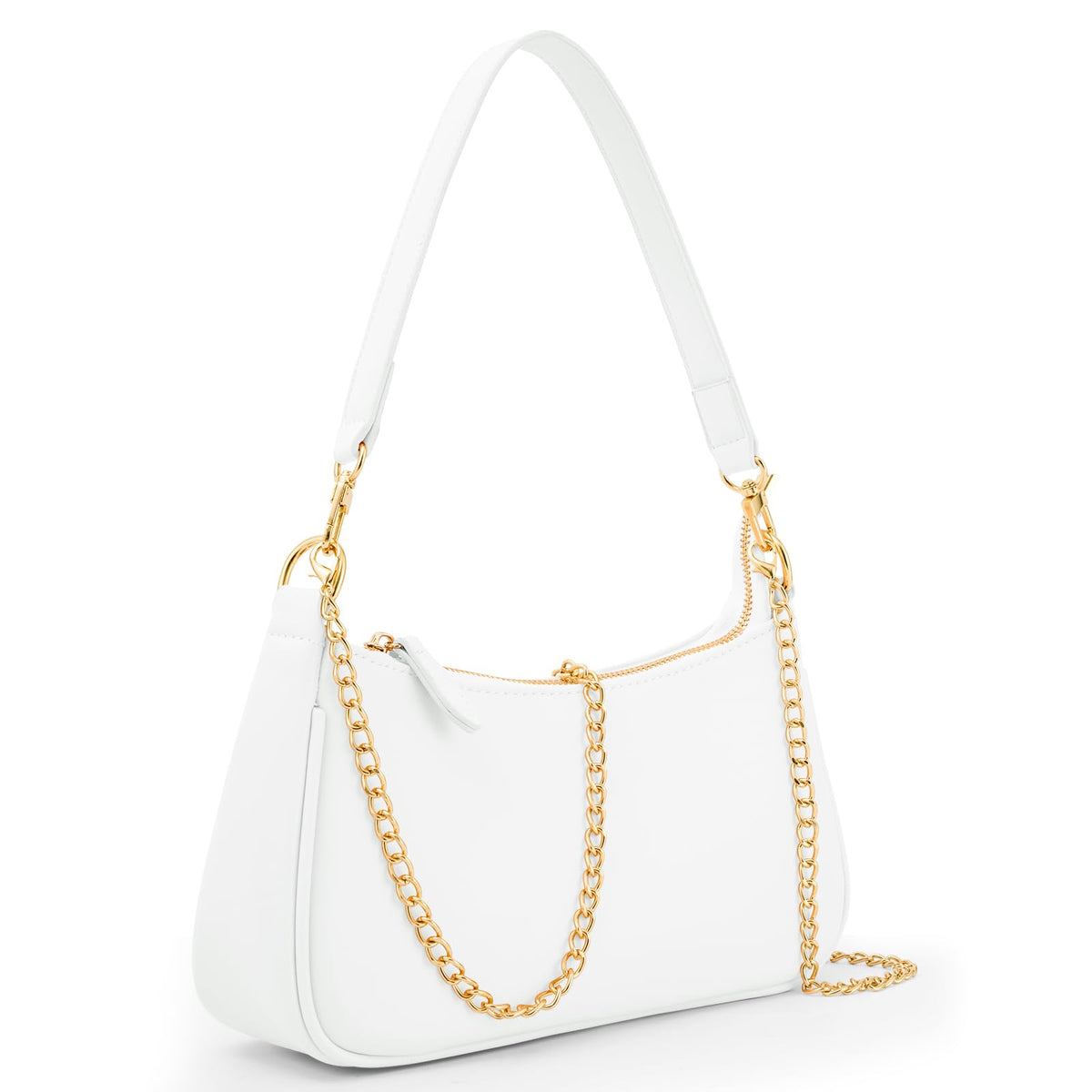 Uygafly Purses for Women Shoulder Bag and Handbags,Small Leather Purse with Removable Straps - White