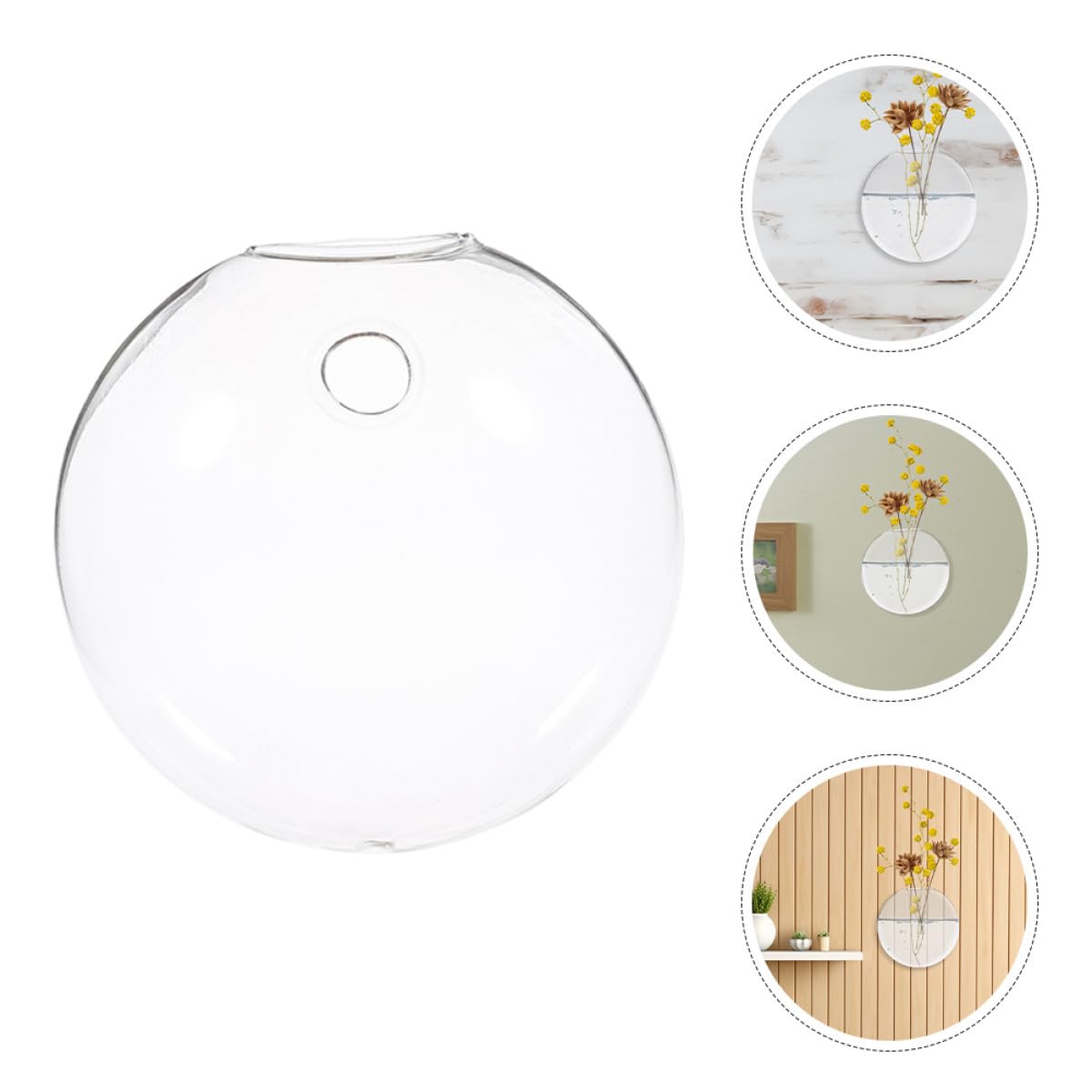 SEWACC 2pcs Glass Wall Hanging Flower Vase for Plants, Hydroponic Decorative Container, Indoor Wall-Mounted Terrarium Vase for Home and Office Décor