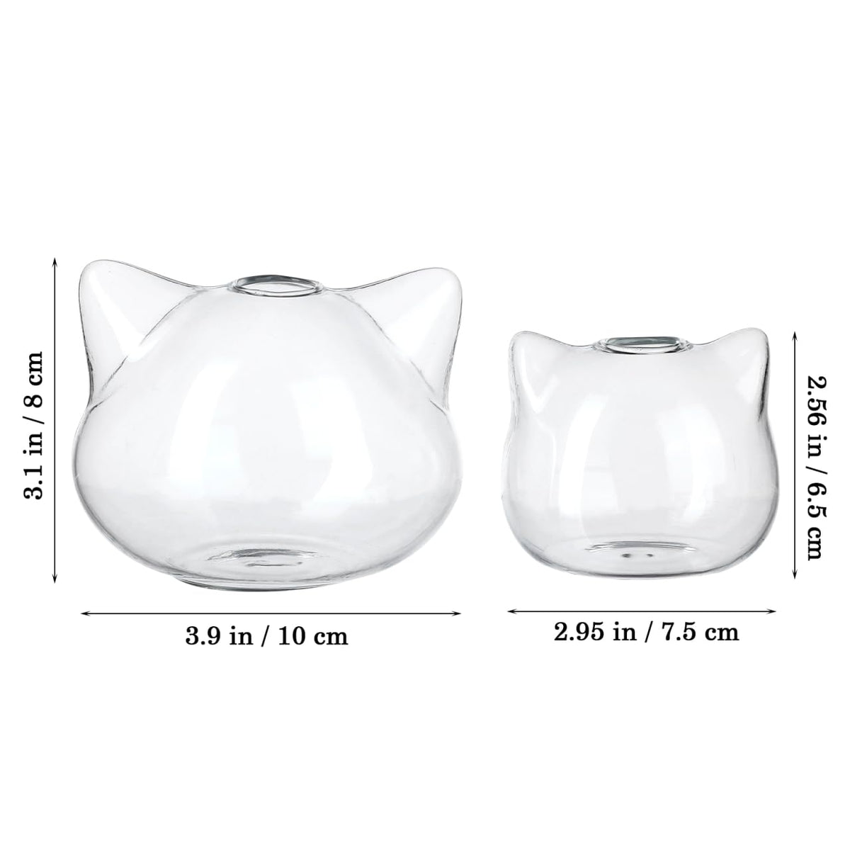 BESTOYARD 2pcs Cat Shape Glass Hydroponic Vases Decorative Floral Art Holder Small Green Plant Container for Home Office Desktop