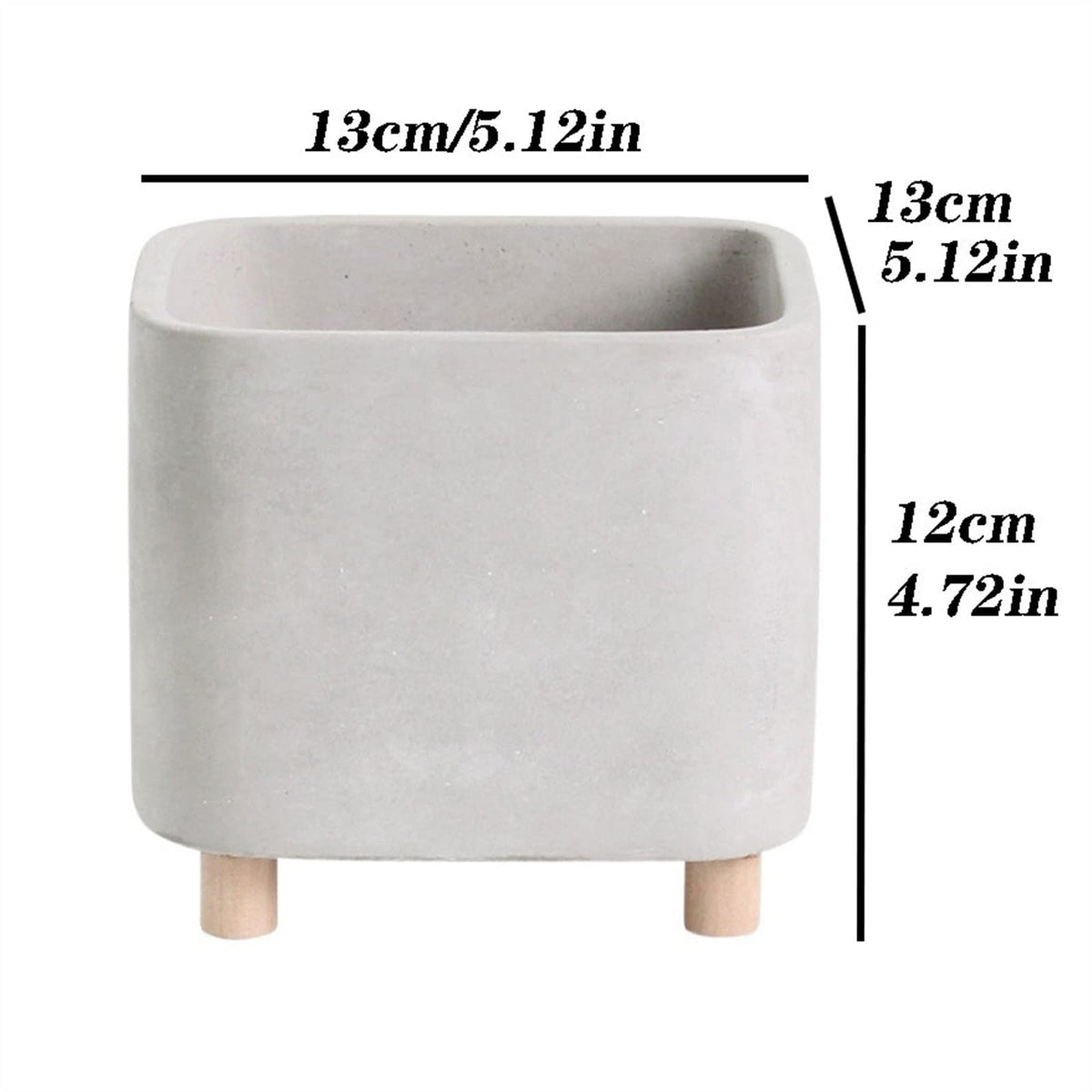 ENGENDER Flower Pot Simple Cement Flower Pot High-Footed Succulent Flower Pot Creative Desktop Green Plant Pot Small Potted Plant Planter (Color : Square)