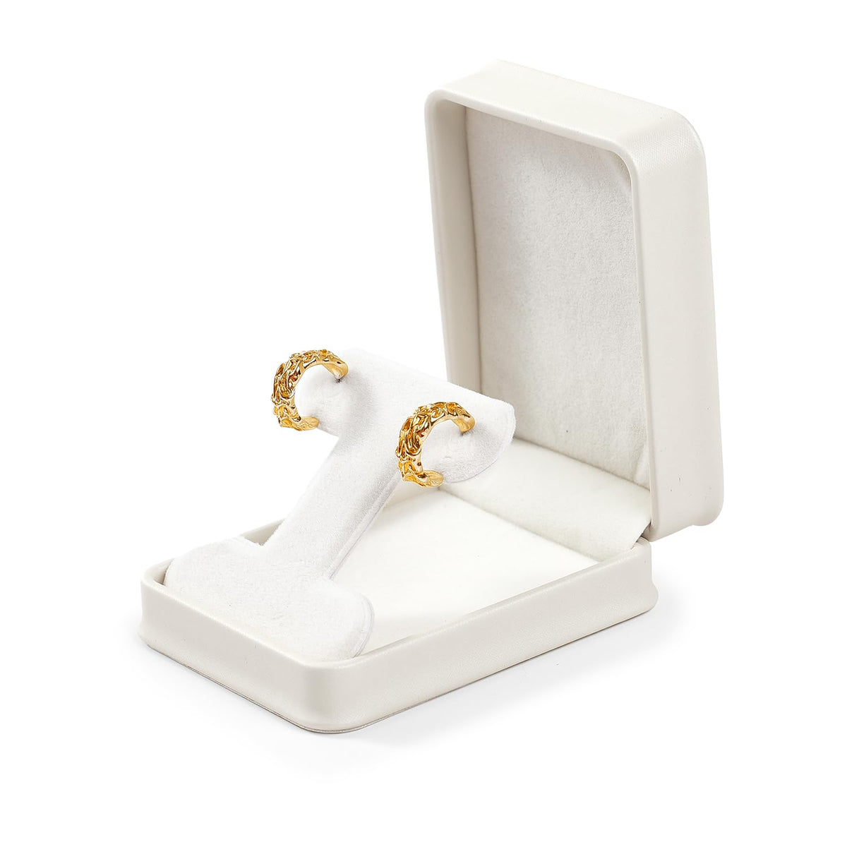 Woodten PU Leather Earrings Box Velvet Interior T-style Stud Earrings Gift Box(Beige)