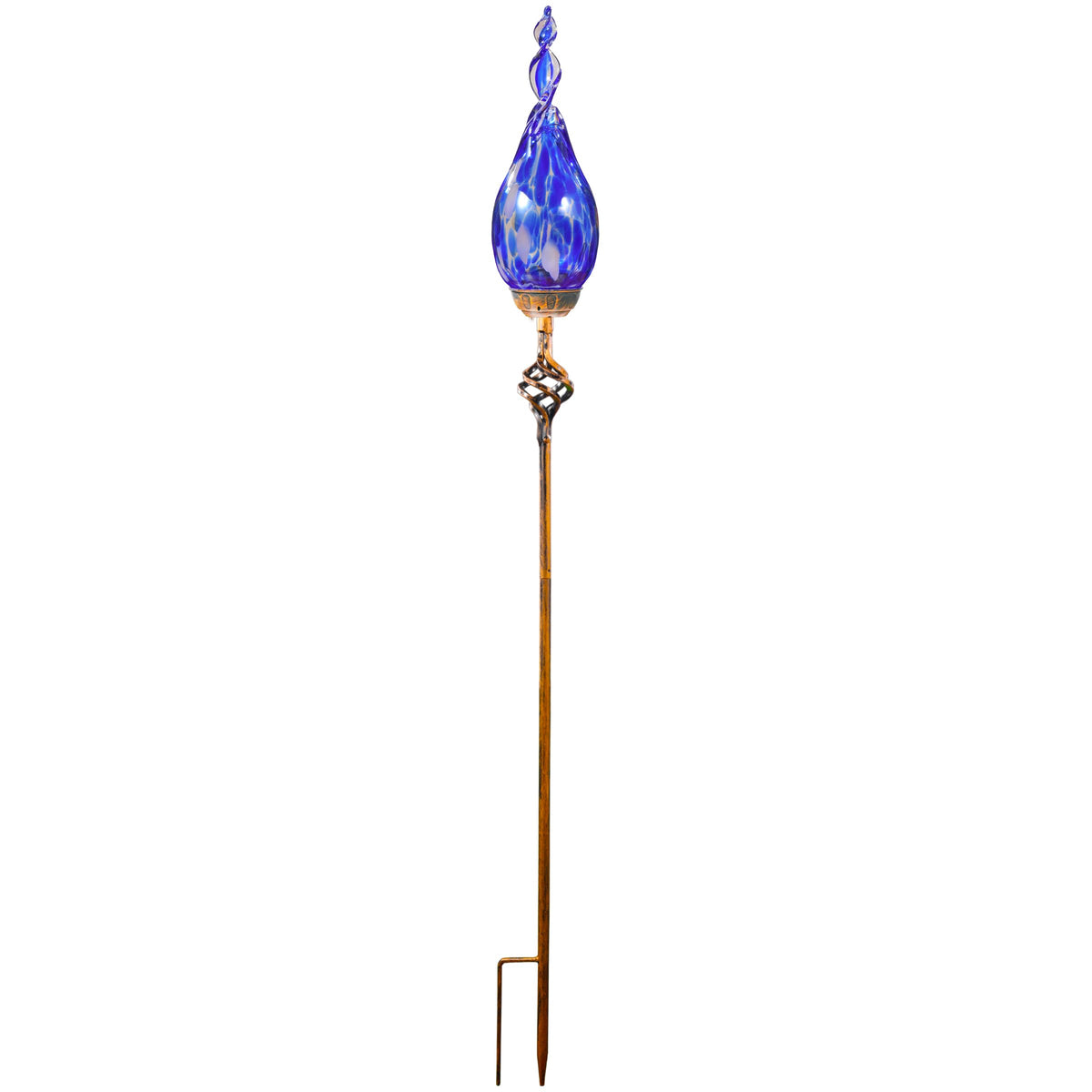Naboher Solar Garden Lights Outdoor, Decorative LED Flame Garden Stakes, Hand Blown Glass and Outdoor Waterproof Glass Stakes (Dark Blue)