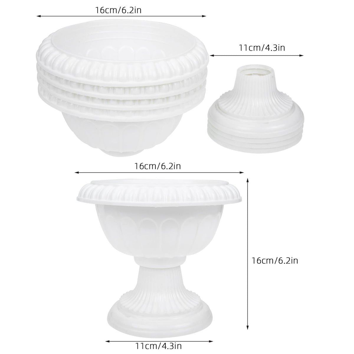 GANAZONO 12-Pack Mini Roman Style Flower Pots Decorative Plastic Plant Containers for Wedding Centerpieces Balcony Patio Garden