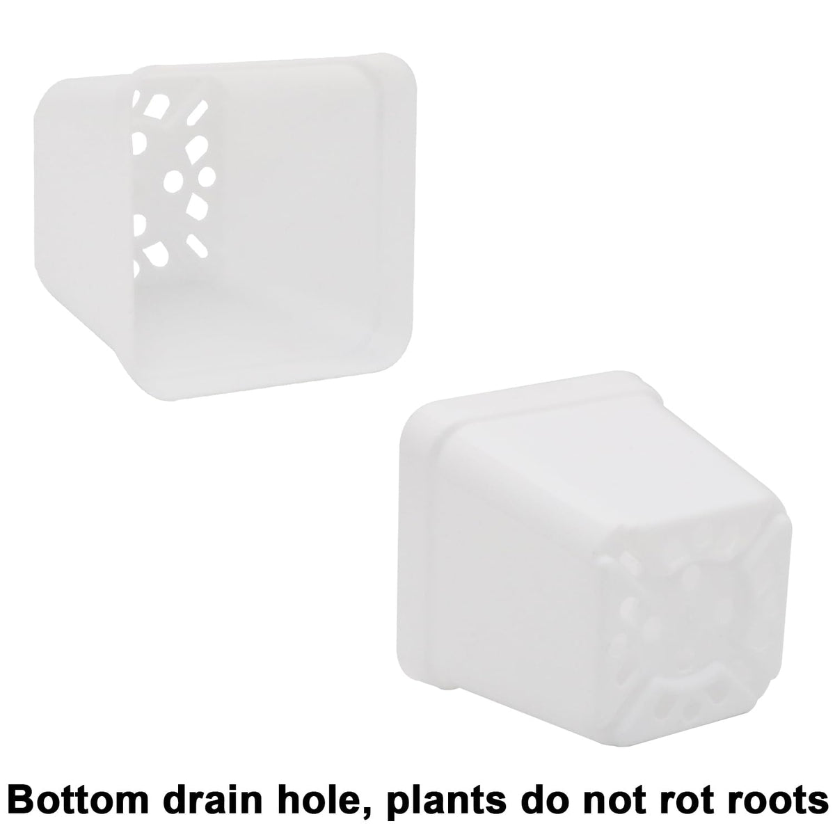 GOETOR 2.7 Inch Square Nursery Pots,100 Pack White Plastic Plant Containers,Sturdy & Durable Starter Pots with Drainage Holes for Seed Starting,Succulents,Cuttings & Transplanting