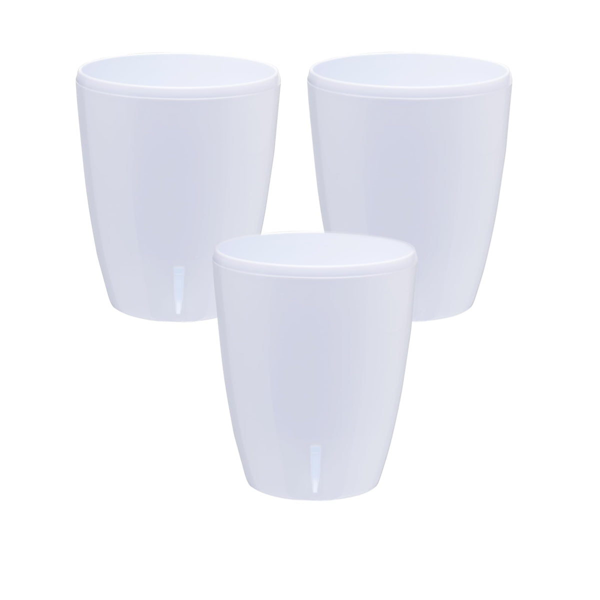 DECOPOTS - Self Watering Orchids Pots Set of 3 - Wicking Planter for Flowers - Water Level Indicator (5.9" Diameter, White)