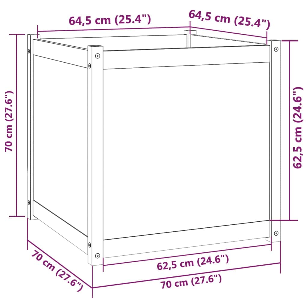 FMPGJLYH Square Garden Planter Box 27.6 in Solid Pinewood Outdoor Raised Flower Bed for Patio Deck Balcony Vegetable Herb Planting