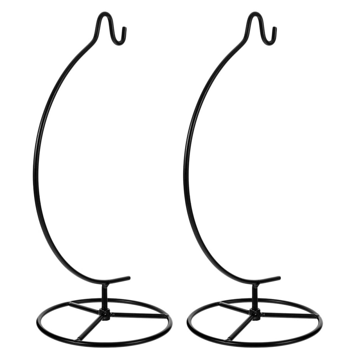 VALICLUD 2pcs Moon Shaped Iron Hanging Hook Stand for Air Plant Display and Ornament Holder, Black Metal Wire Rack for Home Décor and Small Plant Hanging, Indoor Wall Mounted